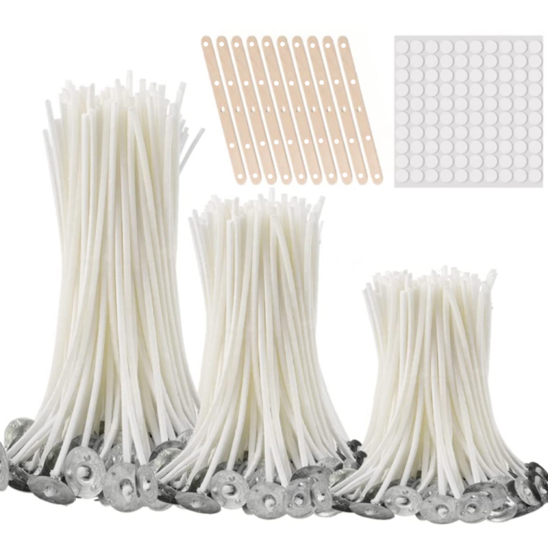 Cotton Wick Pre Tabbed - 100pcs Smokeless Candle Wicks 2.5-20cm Pre-Waxed
