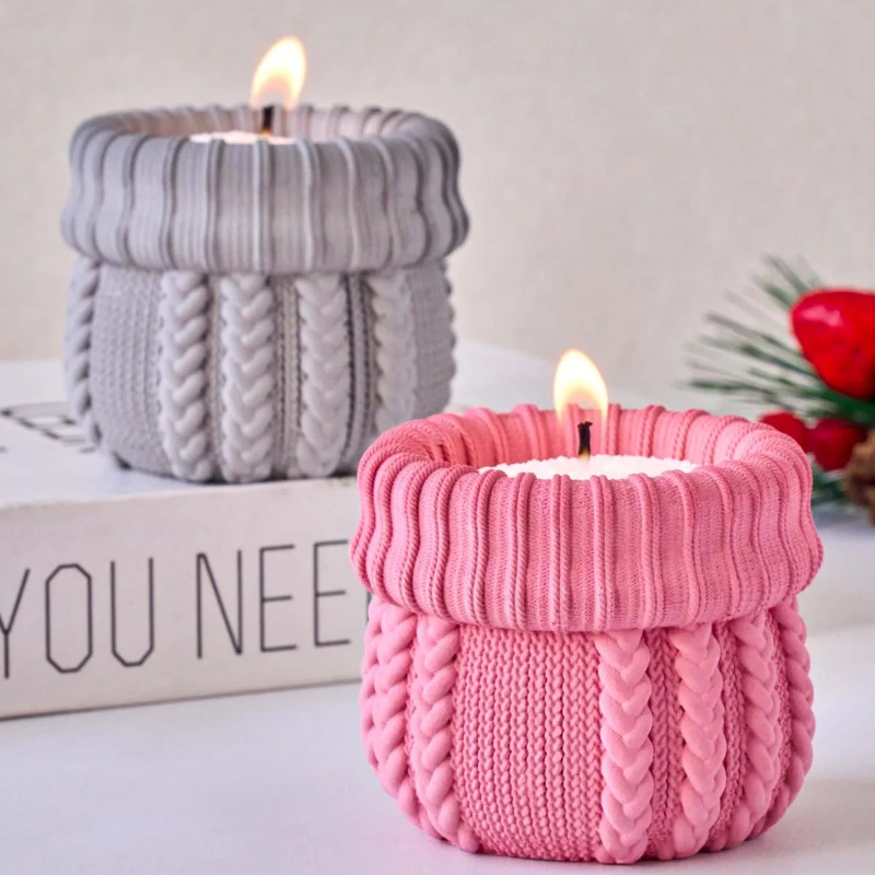 Knitted Yarn Candle Jar Silico - Candle Making Yarn ulasan dan harga