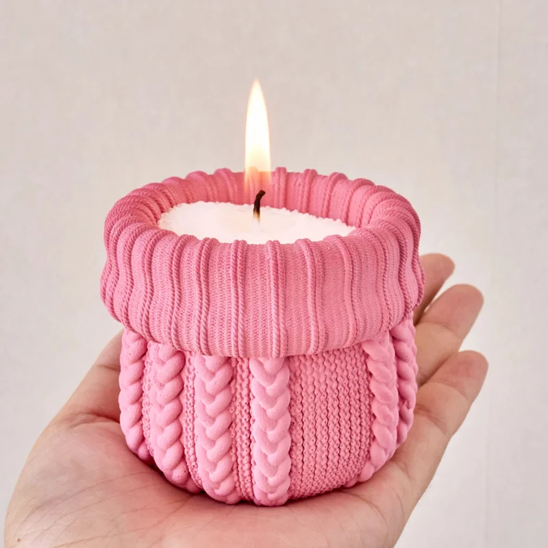 Knitted Yarn Candle Jar Silico - Candle Making Yarn ulasan dan harga