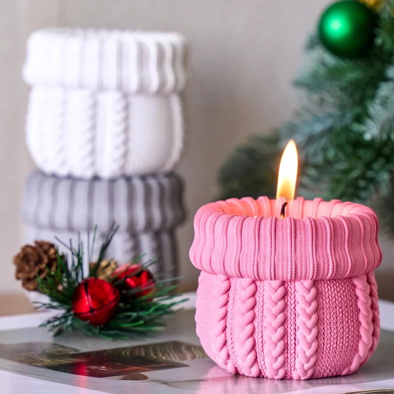 Knitted Yarn Candle Jar Silico - Candle Making Yarn ulasan dan harga